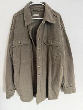 Free People We the Free Peached Twill Shirt Jacket Sz XL Utility Boho